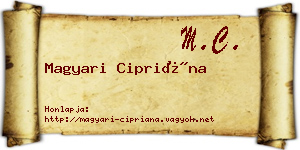 Magyari Cipriána névjegykártya